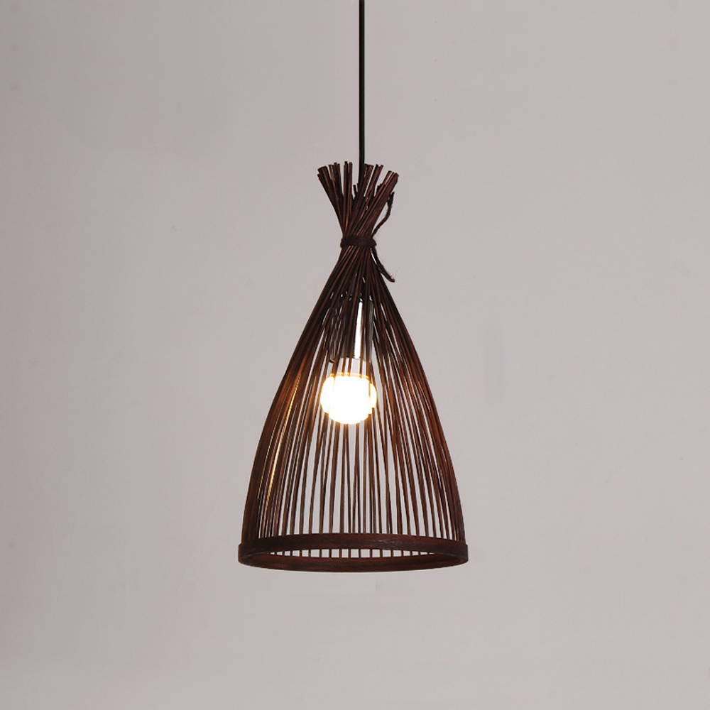 Japanese Bedroom Bamboo Chandelier 3-light Balcony Chandelier-Handwovenlamp