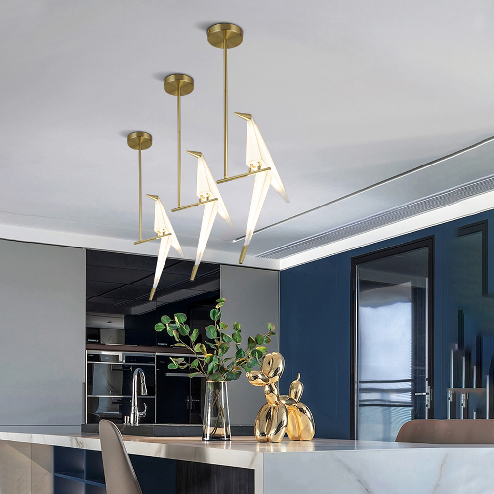 Dutch Minimalist Acrylic Ceiling Light Origami-Bird Pendant Lamps-Handwovenlamp
