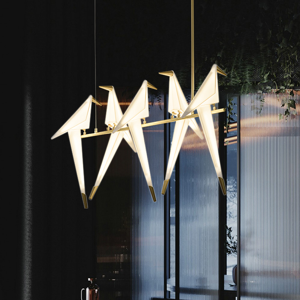 Dutch Minimalist Acrylic Ceiling Light Origami-Bird Pendant Lamps-Handwovenlamp