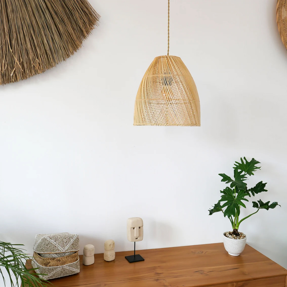 Living Room Rustic Pendant Light Handmade Handmade Rattan Wicker Lamp Shade-Handwovenlamp