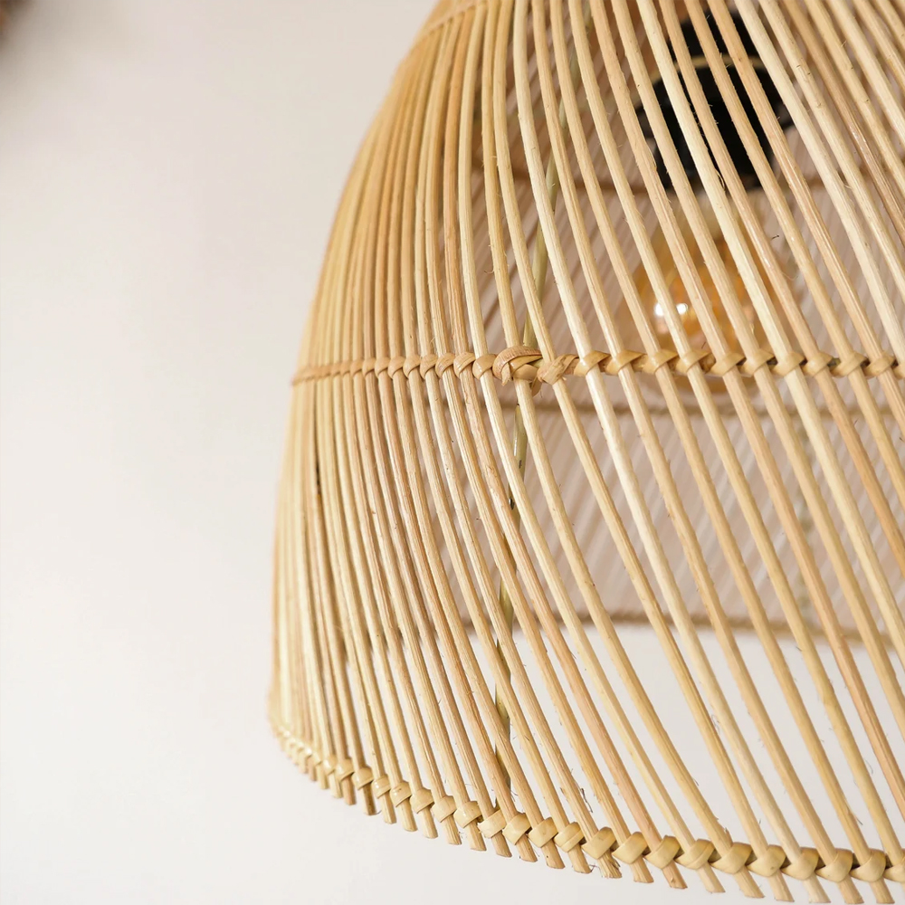 Living Room Rustic Pendant Light Handmade Handmade Rattan Wicker Lamp Shade-Handwovenlamp