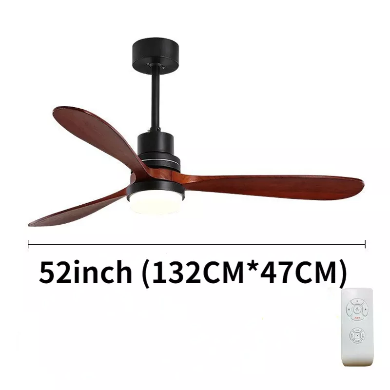 Nordic Variable Frequency Wooden Ceiling Fan Light Silent Smart Fan-Handwovenlamp