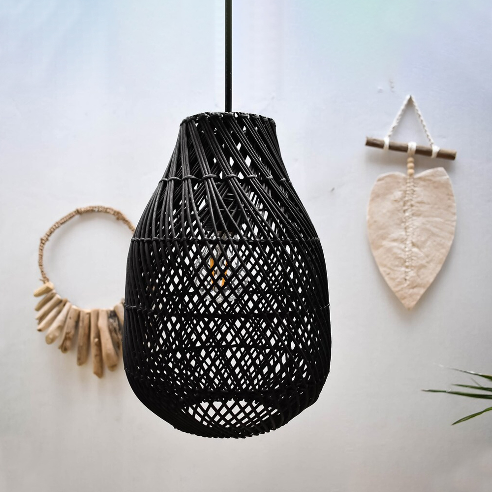 Boho Handmade Rattan Lamp Shade Beautiful Small Dining Room Chandeliers-Handwovenlamp