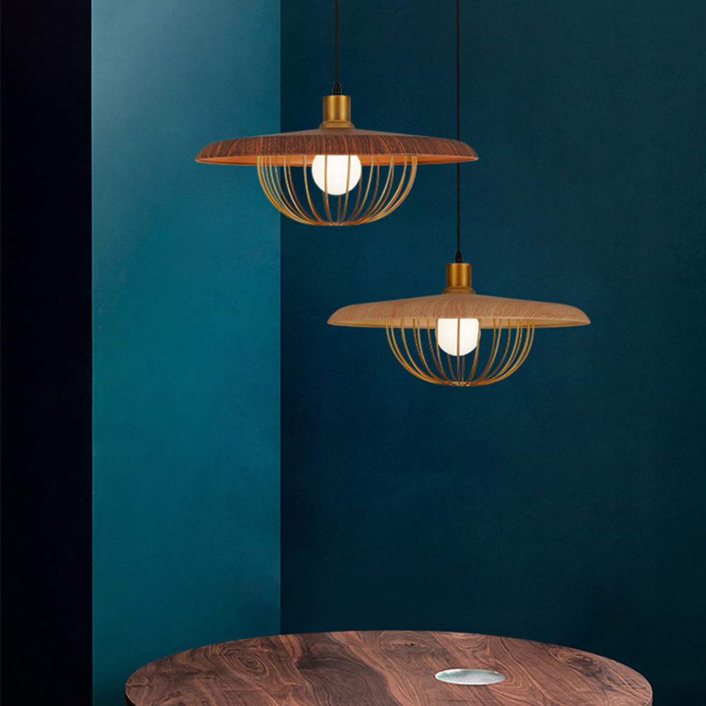 Modern Chandelier Interior Design Metal Wooden Pendant Light-Handwovenlamp