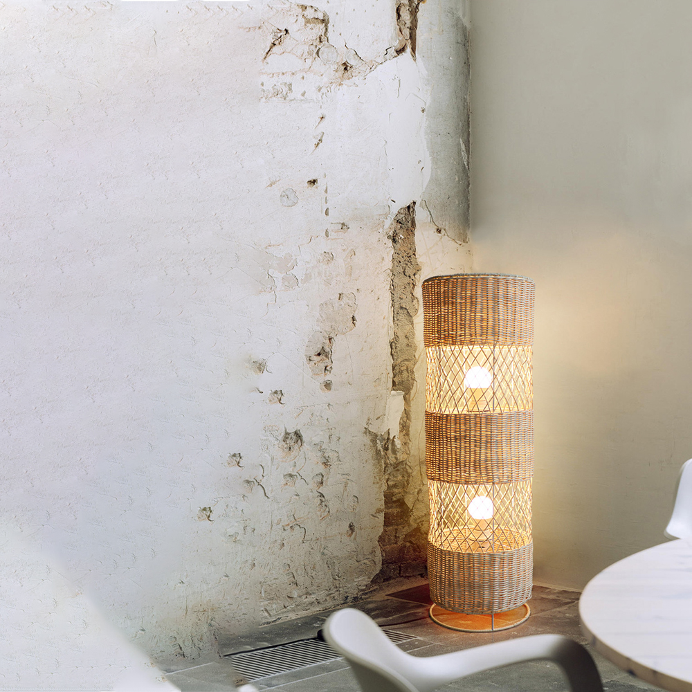 Japanese B&B Zen Rattan Floor Lamp-Handwovenlamp