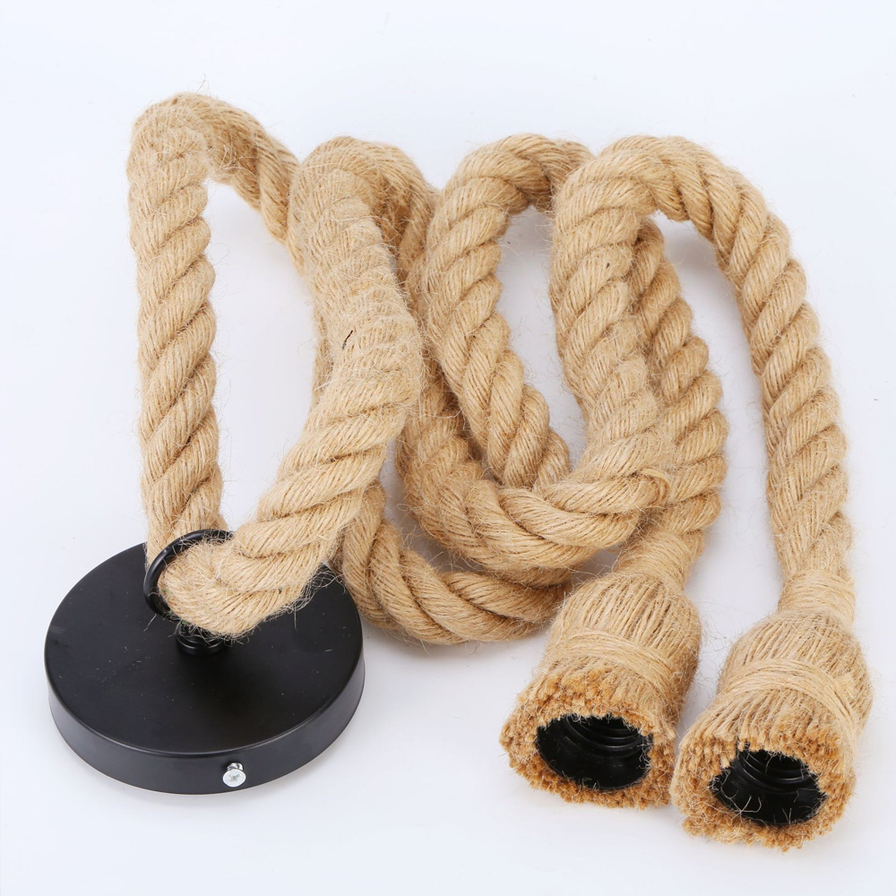 Industrial hemp rope E27 screw lamp holder single head double head chandelier Accessories-Handwovenlamp