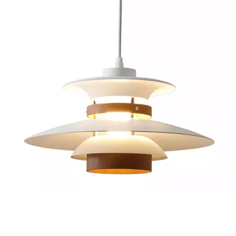 Mid-Century Modern Wood Pendant Light Danish Kitchen Island Multilayer Lampshade-Handwovenlamp