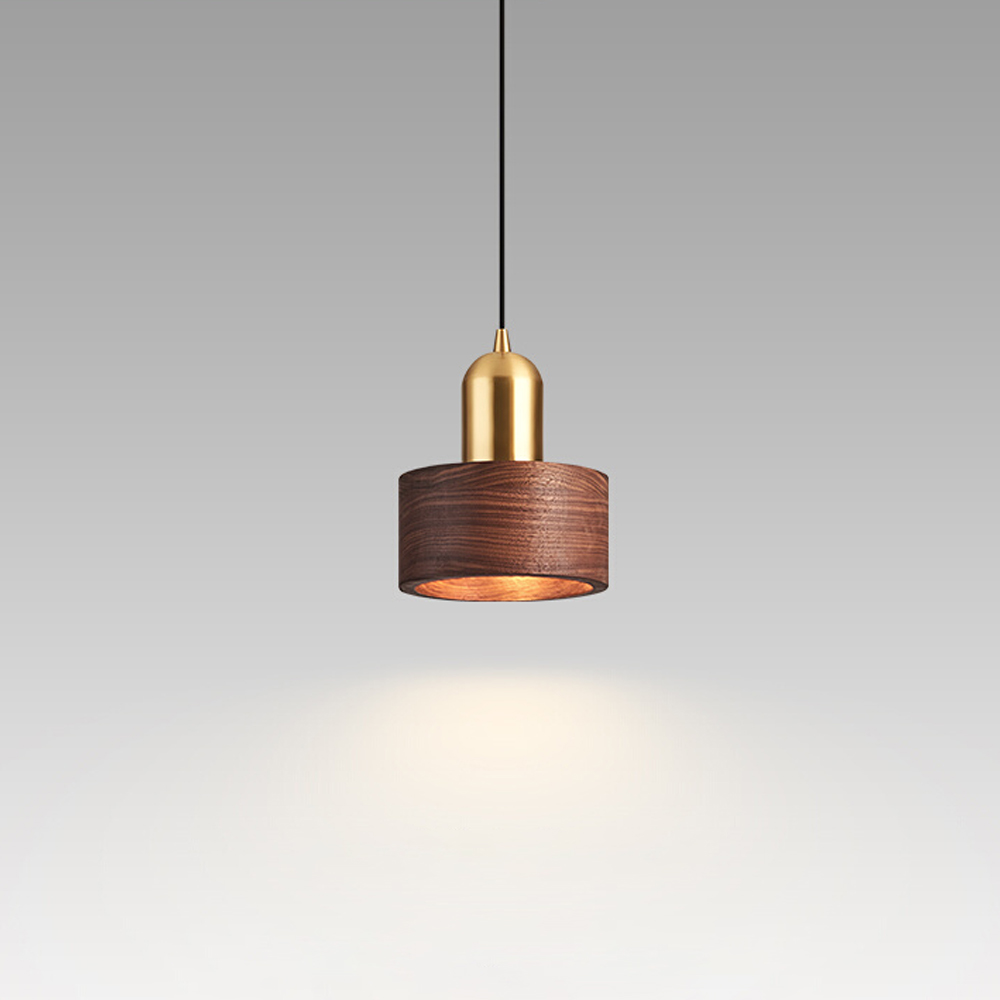 Bedroom Bedside Chandelier Light Luxury Walnut Solid Wood Small Pendant Light-Handwovenlamp