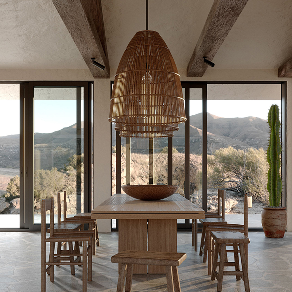 Japanese Style Hand-woven Rattan Chandelier Homestay Wabi Sabi Pendant Lamp-Handwovenlamp