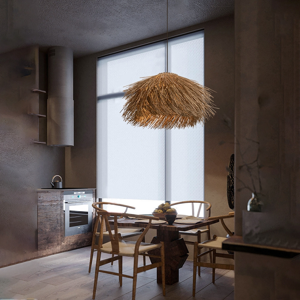 Southeast Asia B&B Retro Rattan Chandelier Wabi-sabi Bedroom Pendant Light-Handwovenlamp