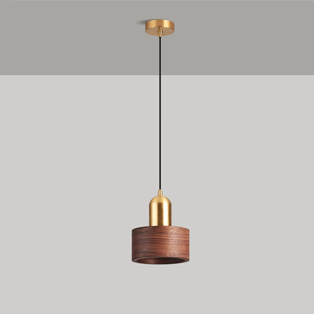 Bedroom Bedside Chandelier Light Luxury Walnut Solid Wood Small Pendant Light-Handwovenlamp