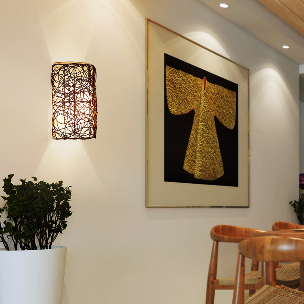 Moroccan Wicker Rattan Wall Pendant Lamps-Handwovenlamp