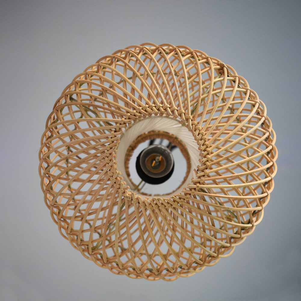 Boho Coastal Dining Room Pendant Light Fixtures Handmade Natural Rattan Chandelier-Handwovenlamp