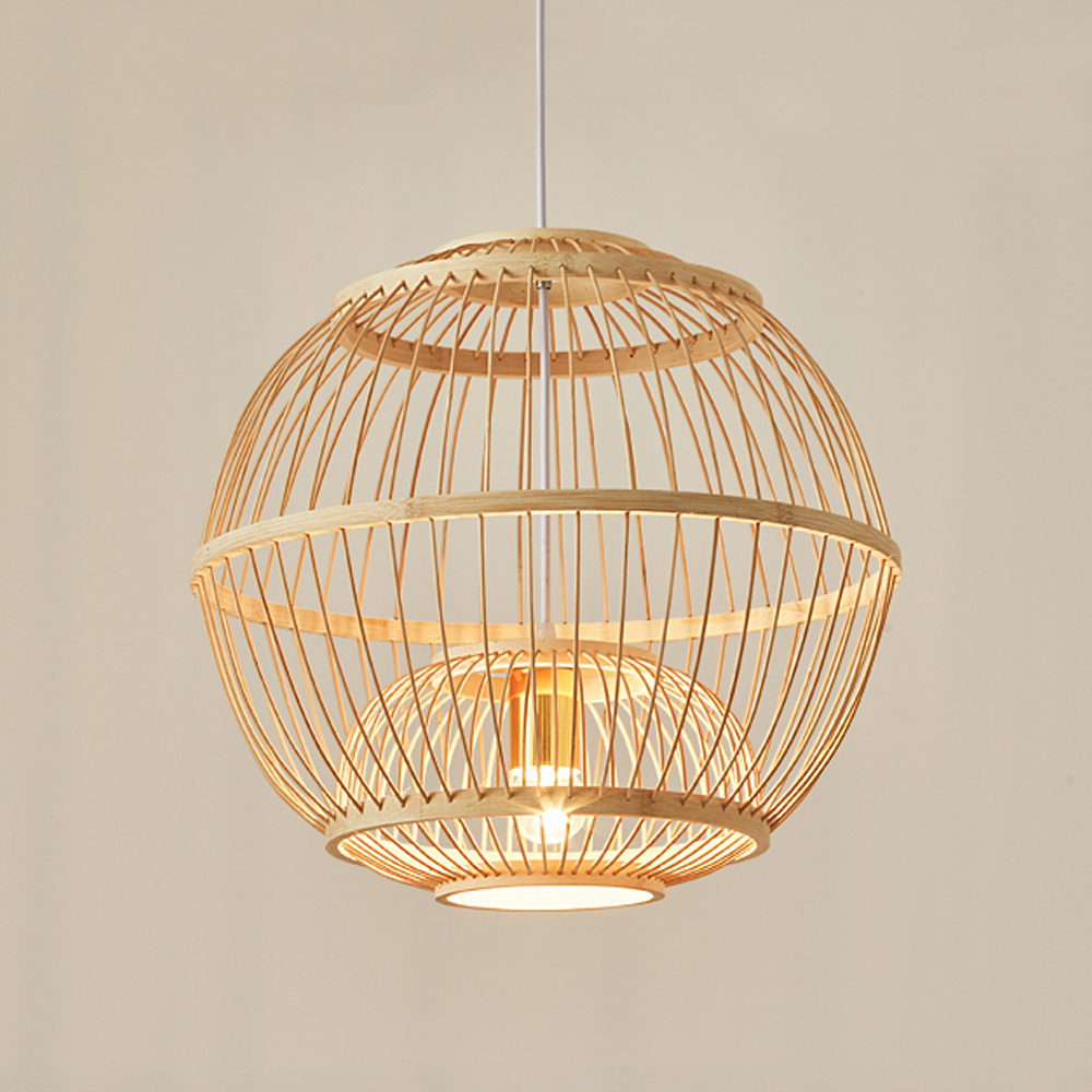 Japanese Style Hand-Woven Bamboo Lantern Chandelier Basket Ceiling Light Pendant-Handwovenlamp