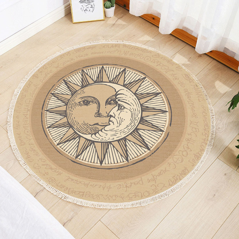 Round floor mat bedroom bedside living room decorative carpet-Handwovenlamp