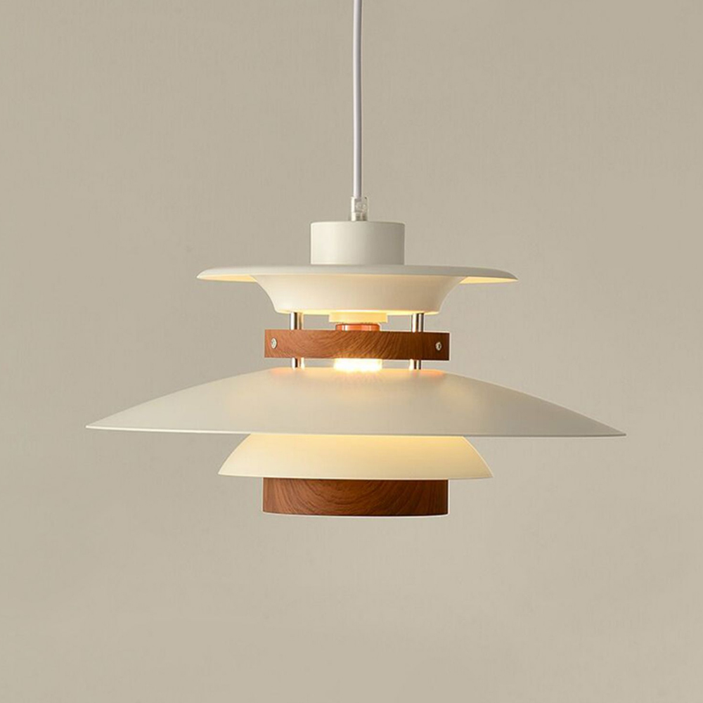 Mid-Century Modern Wood Pendant Light Danish Kitchen Island Multilayer Lampshade-Handwovenlamp