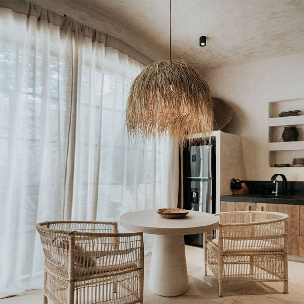 Japanese Handmade Vintage Rattan Lighting Lamp Shade Living Room Wabi-sabi Light Fixture-Handwovenlamp