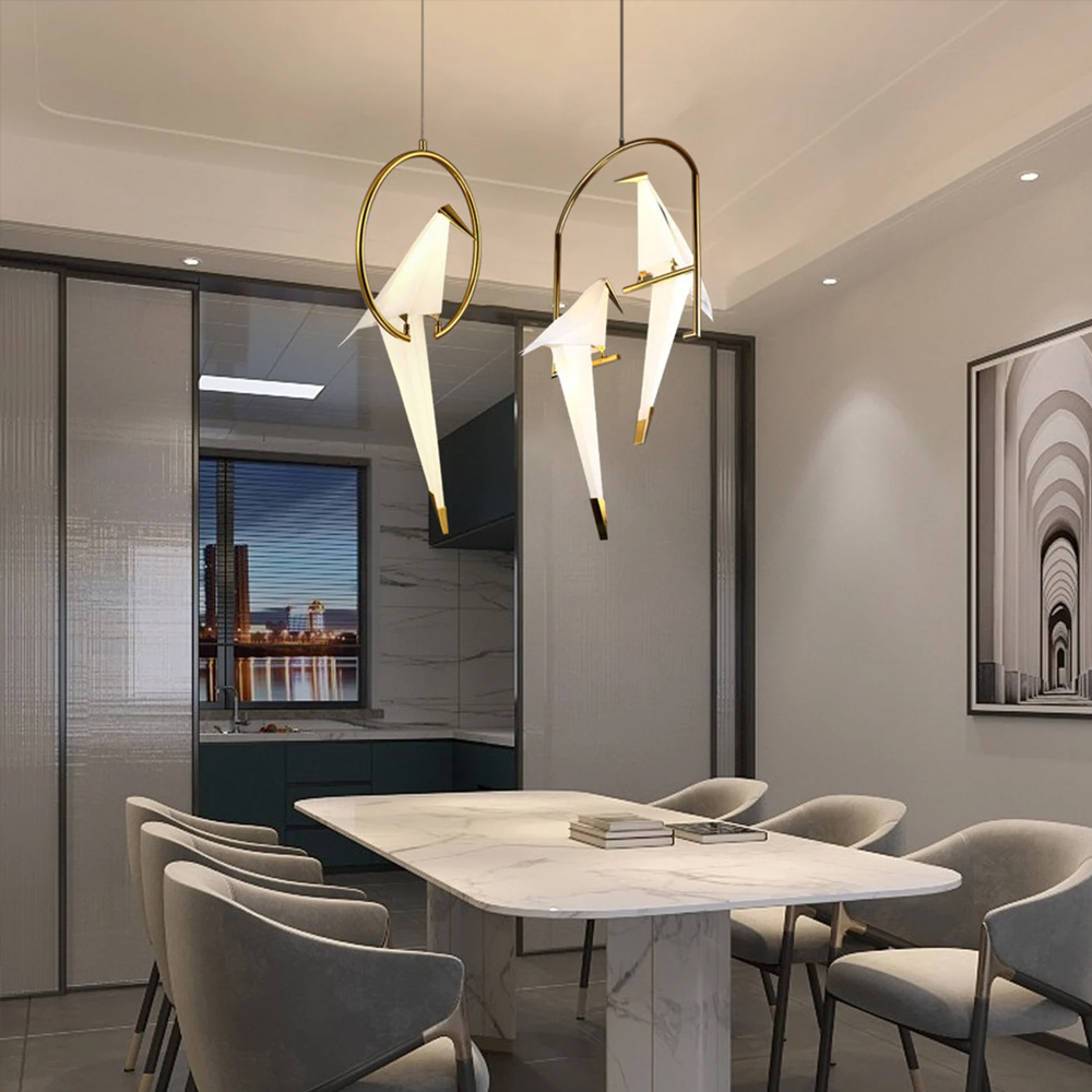 Dutch Minimalist Acrylic Ceiling Light Origami-Bird Pendant Lamps-Handwovenlamp