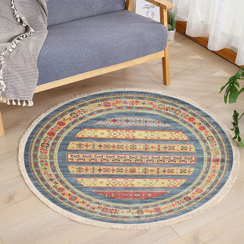 Round floor mat bedroom bedside living room decorative carpet-Handwovenlamp