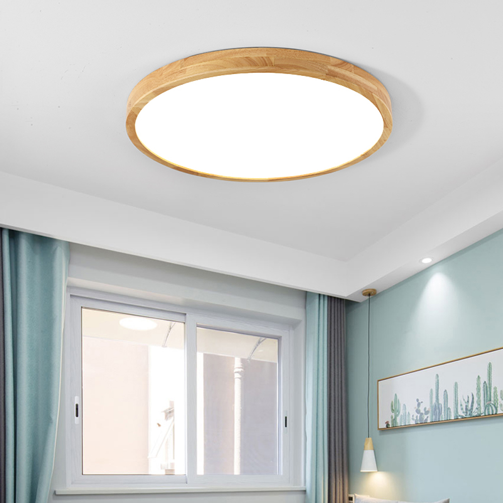 Bedroom Round Wood Ceiling Lamp Simple Nordic Balcony Japanese Lamps-Handwovenlamp