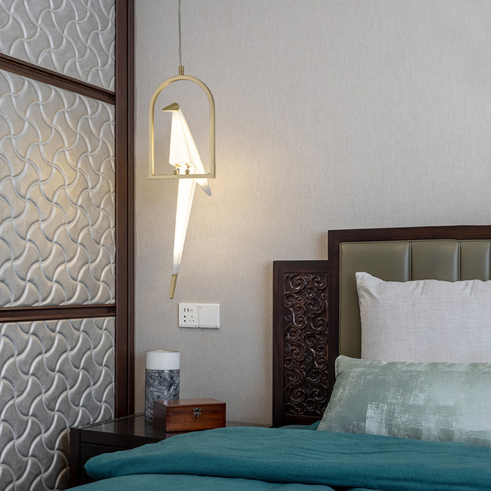 Dutch Minimalist Acrylic Ceiling Light Origami-Bird Pendant Lamps-Handwovenlamp