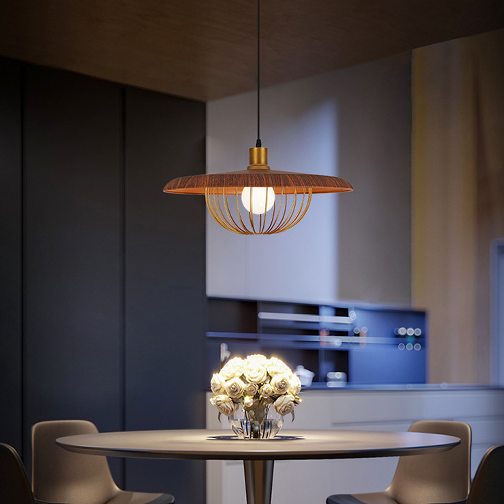 Modern Chandelier Interior Design Metal Wooden Pendant Light-Handwovenlamp