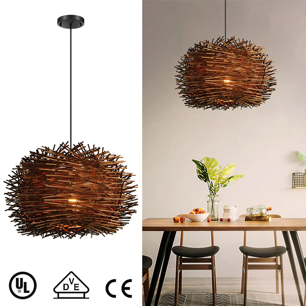 Rattan Weaving Bird Nest Light Creative Art Home Decor Handmade Lampshade-Handwovenlamp