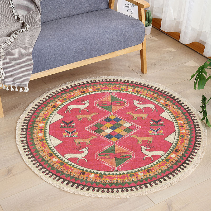 Round floor mat bedroom bedside living room decorative carpet-Handwovenlamp