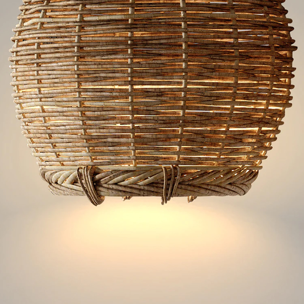 Wabi-Sabi Basket Chandelier Japanese Rattan Pendant Light-Handwovenlamp