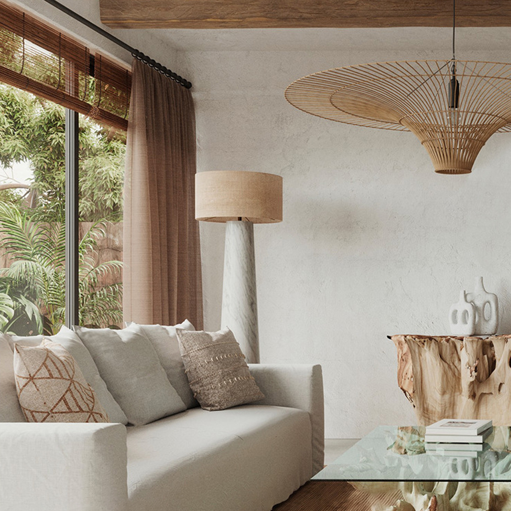 Japanese Handwoven Large Rattan Pendant Light Living Room Chandelier Lobby lighting-Handwovenlamp