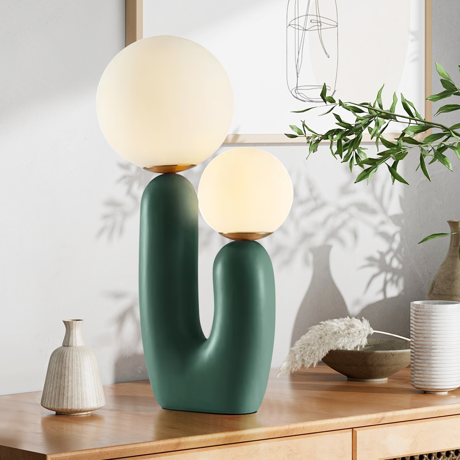 Medieval Vintage Matsubara Green Table Lamp-Handwovenlamp