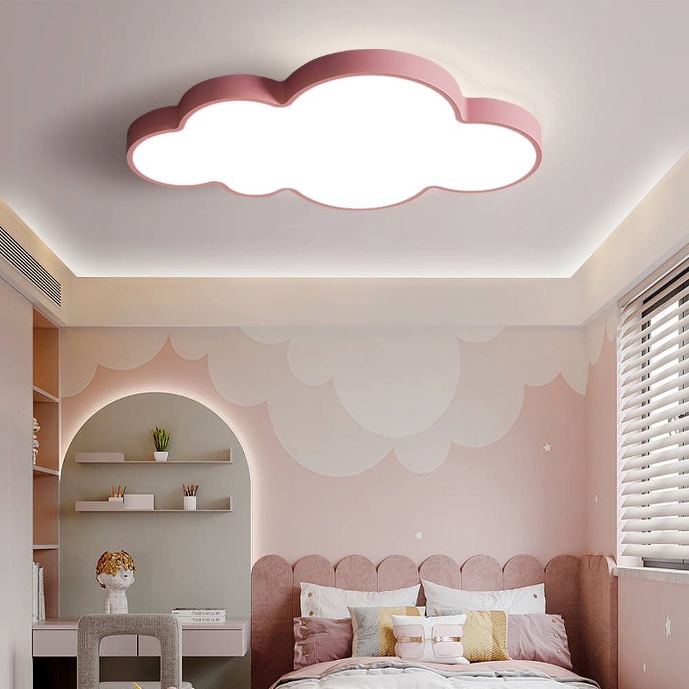 Children's Bedroom Ceiling Light Cloud Pink Chandelier-Handwovenlamp