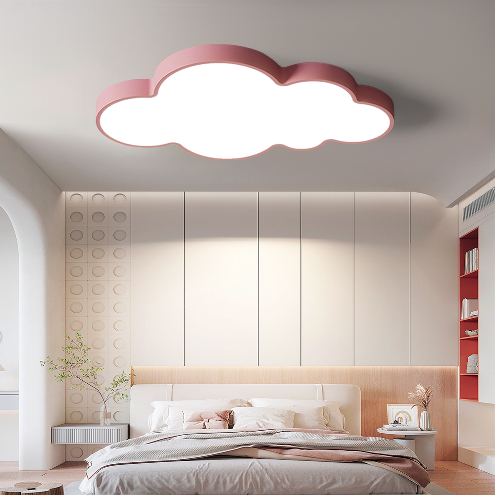 Children's Bedroom Ceiling Light Cloud Pink Chandelier-Handwovenlamp