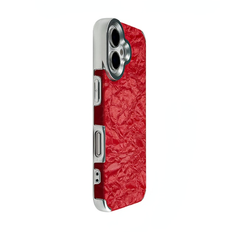 Snow Printed Leather Plated Frame Phone Case
