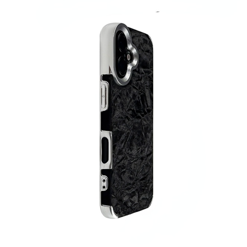 Snow Printed Leather Plated Frame Phone Case