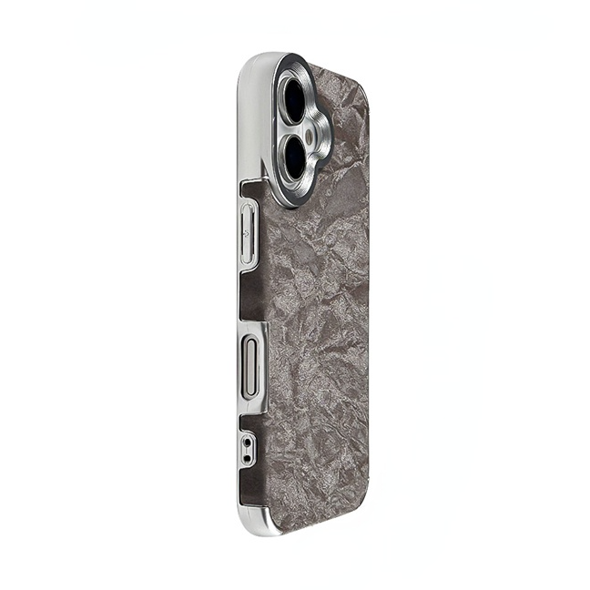 Snow Printed Leather Plated Frame Phone Case