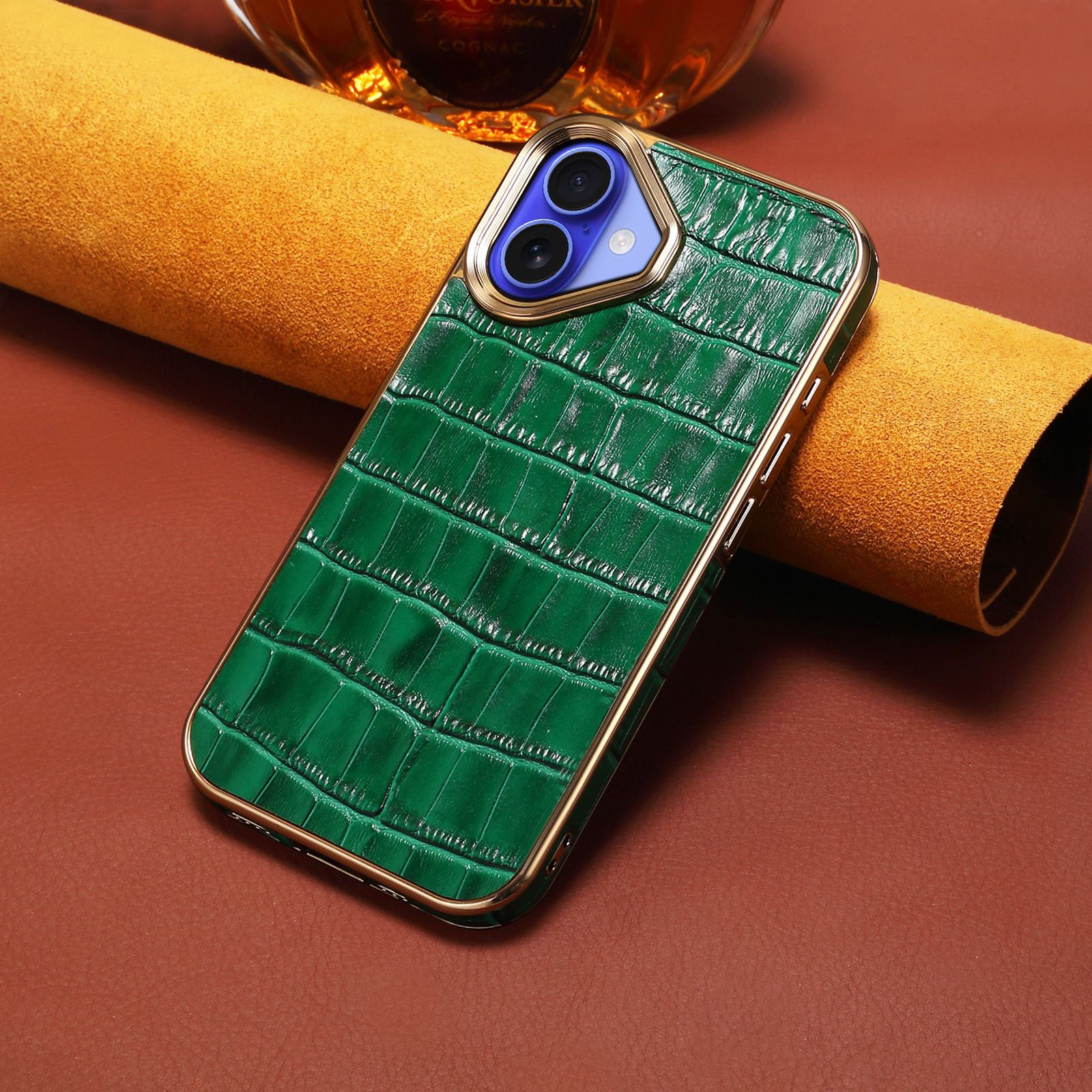 Luxurious Leather Electroplated Frame Phone Case