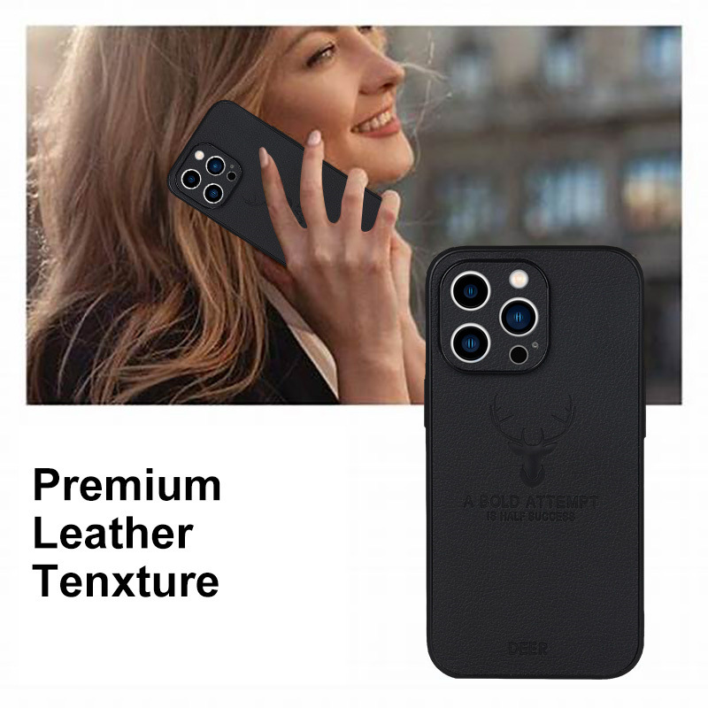 Leather Deer Printed Magsafe Phone Case