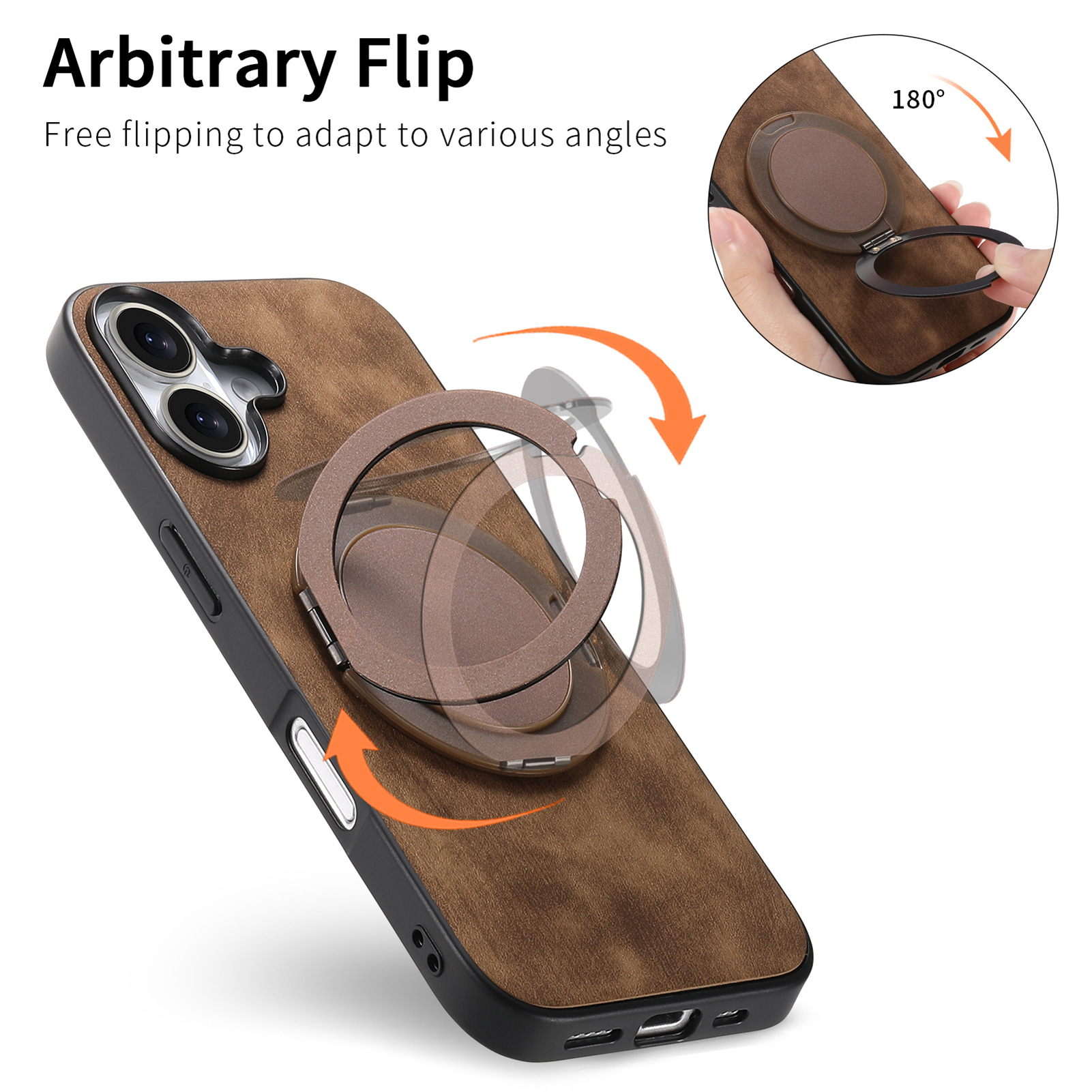 Luxury Leather Magnetic Kickstand Phone Case for Apple iPhone