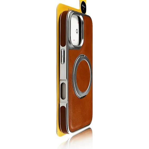 Leather Rotating Bracket Magsafe Phone Case