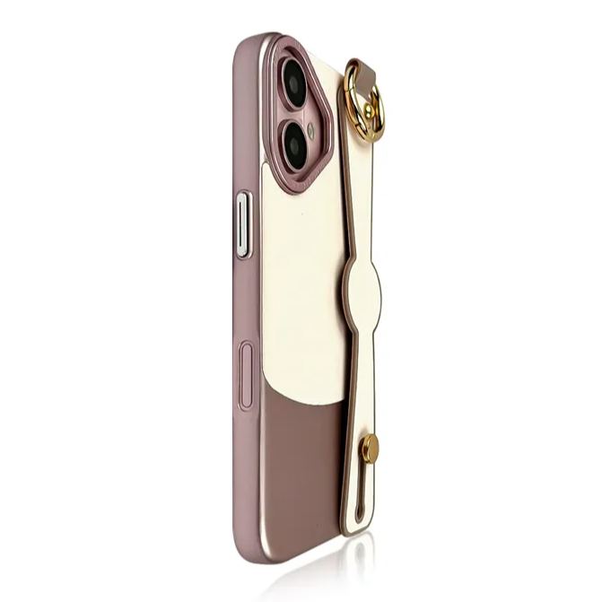 Two-tone Leather Phone Case with Wrist Strap