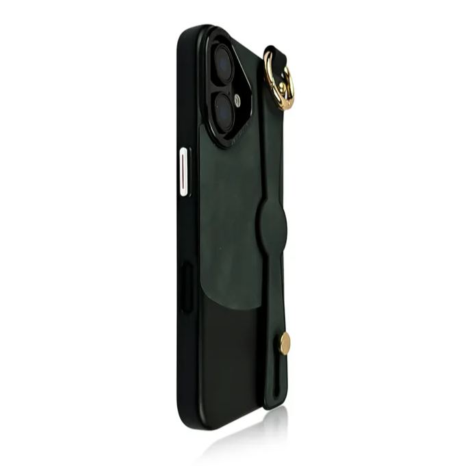 Two-tone Leather Phone Case with Wrist Strap