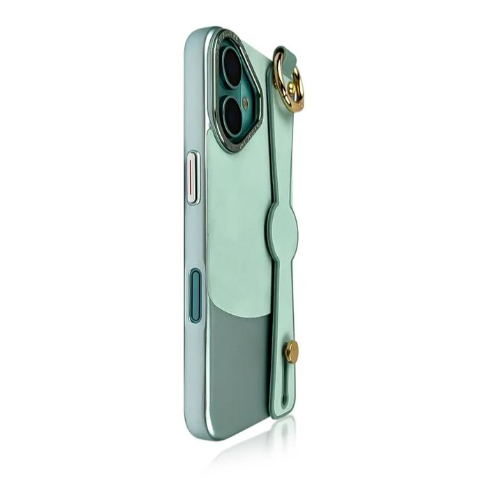 Two-tone Leather Phone Case with Wrist Strap