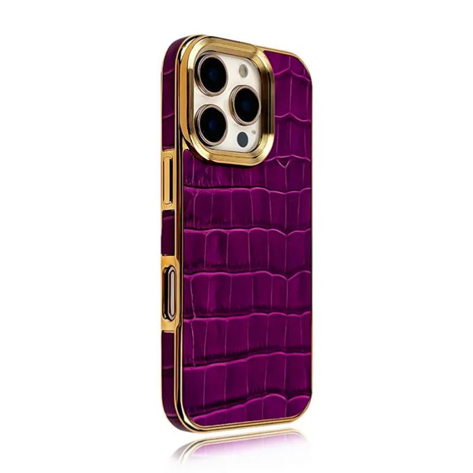 Luxurious Leather Electroplated Frame Phone Case