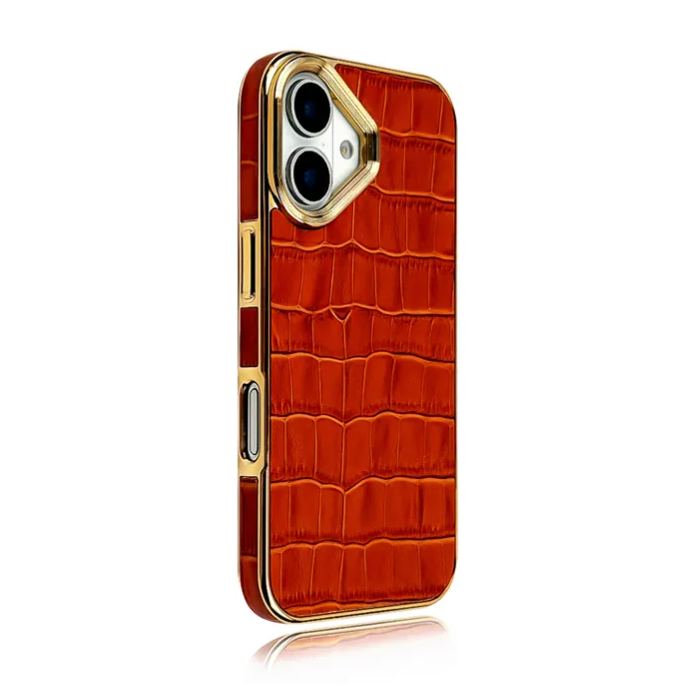 Luxurious Leather Electroplated Frame Phone Case