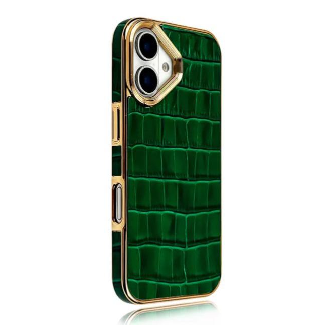 Luxurious Leather Electroplated Frame Phone Case