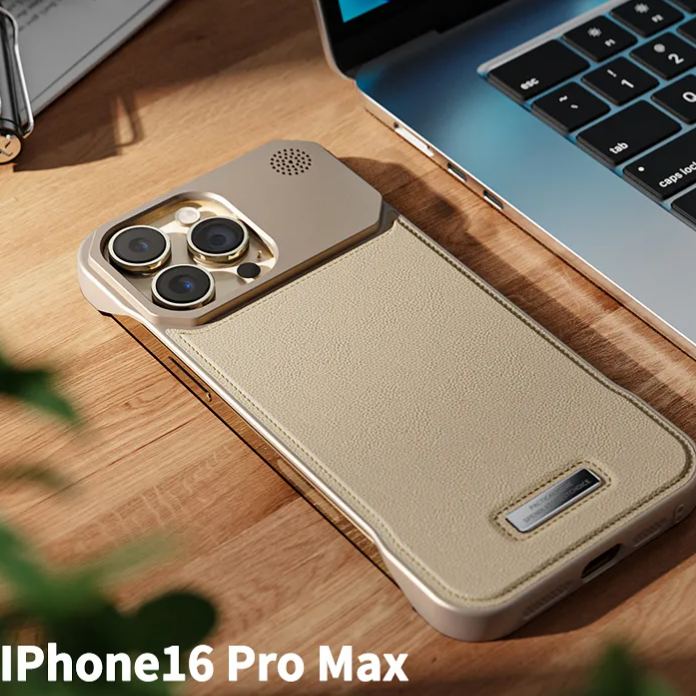 Electroplated Leather Business Lens Holder Phone Case