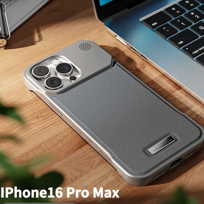 Electroplated Leather Business Lens Holder Phone Case