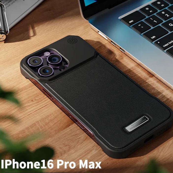 Electroplated Leather Business Lens Holder Phone Case