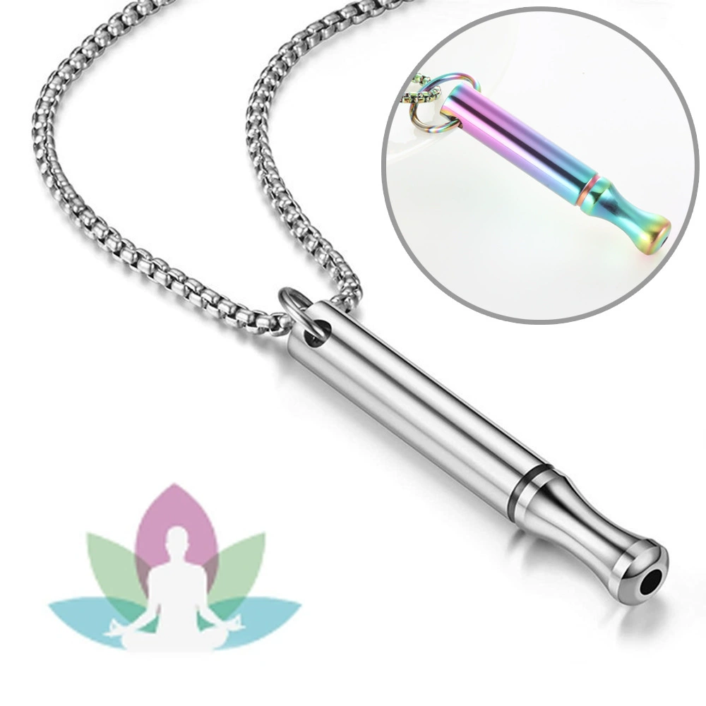Meditation breathing decompression pendant necklace meditation slim waist round tube whistle